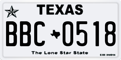 TX license plate BBC0518