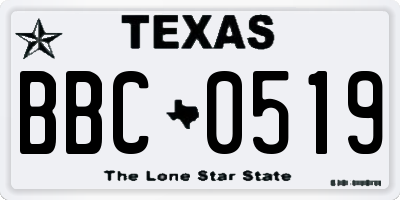 TX license plate BBC0519