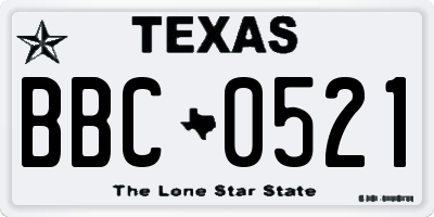 TX license plate BBC0521