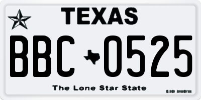 TX license plate BBC0525