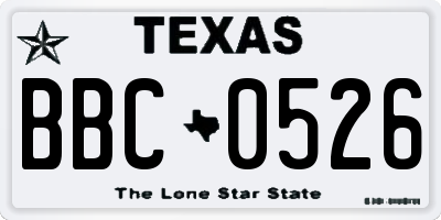 TX license plate BBC0526