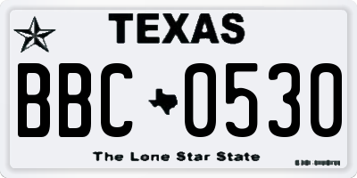 TX license plate BBC0530