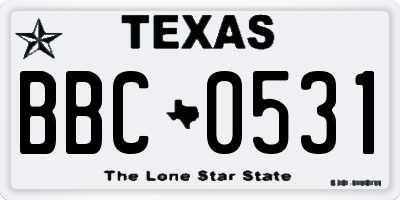 TX license plate BBC0531