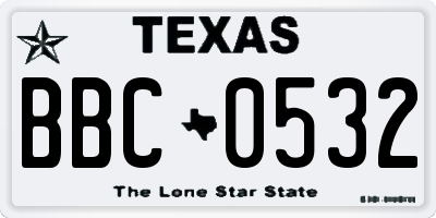 TX license plate BBC0532