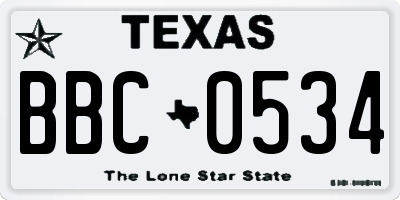 TX license plate BBC0534