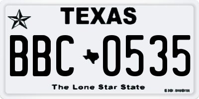 TX license plate BBC0535