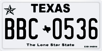 TX license plate BBC0536