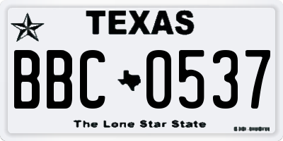 TX license plate BBC0537