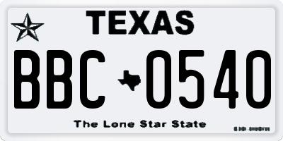 TX license plate BBC0540