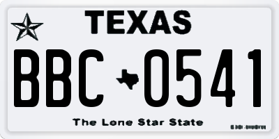 TX license plate BBC0541