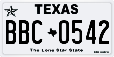 TX license plate BBC0542