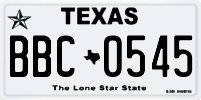 TX license plate BBC0545