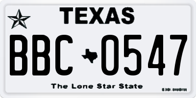 TX license plate BBC0547