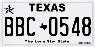 TX license plate BBC0548