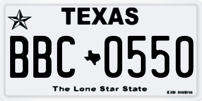 TX license plate BBC0550