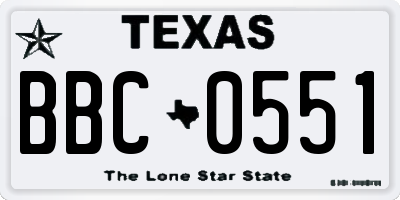 TX license plate BBC0551