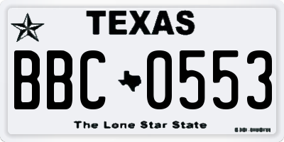 TX license plate BBC0553