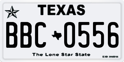 TX license plate BBC0556