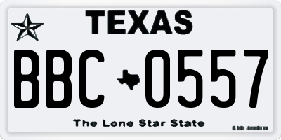 TX license plate BBC0557