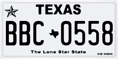 TX license plate BBC0558