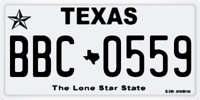 TX license plate BBC0559