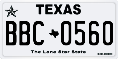 TX license plate BBC0560