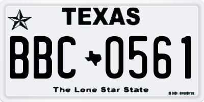TX license plate BBC0561