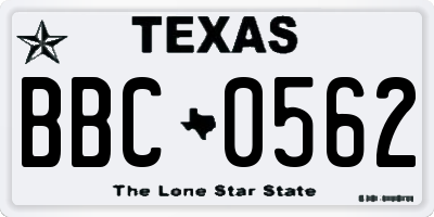 TX license plate BBC0562