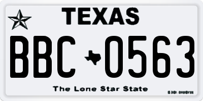 TX license plate BBC0563