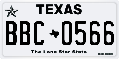 TX license plate BBC0566