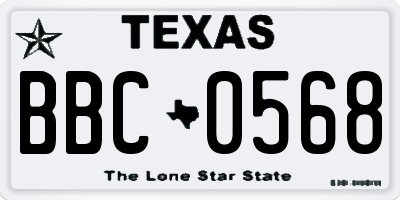 TX license plate BBC0568