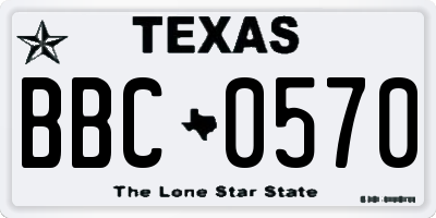 TX license plate BBC0570