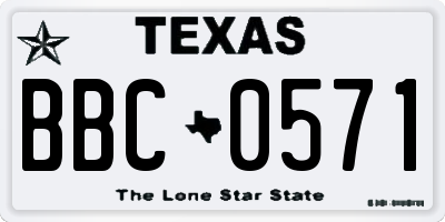 TX license plate BBC0571