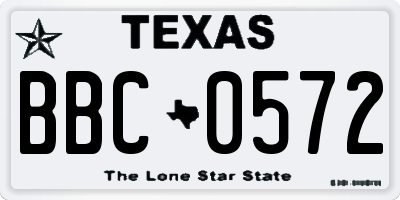 TX license plate BBC0572