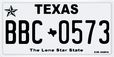 TX license plate BBC0573