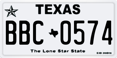 TX license plate BBC0574