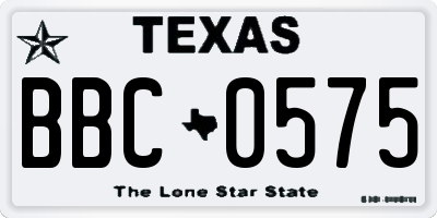 TX license plate BBC0575