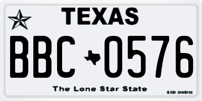 TX license plate BBC0576
