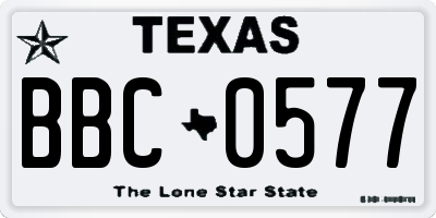 TX license plate BBC0577