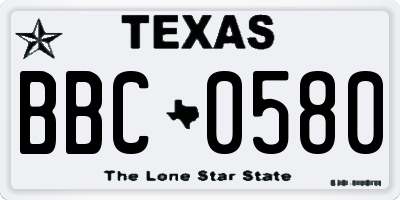 TX license plate BBC0580