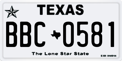 TX license plate BBC0581