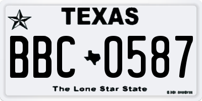 TX license plate BBC0587