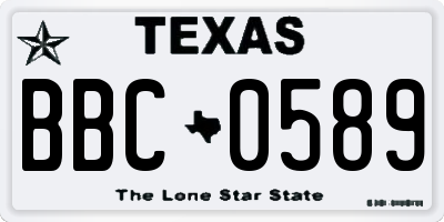 TX license plate BBC0589