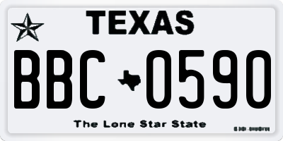 TX license plate BBC0590