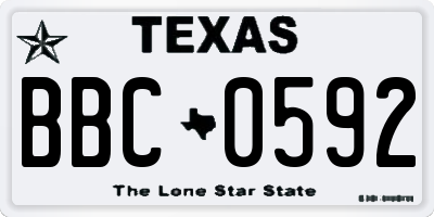 TX license plate BBC0592