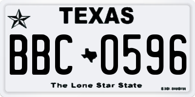 TX license plate BBC0596