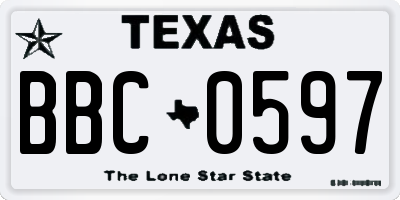 TX license plate BBC0597