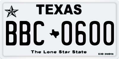 TX license plate BBC0600