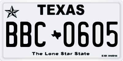 TX license plate BBC0605