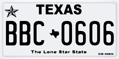 TX license plate BBC0606